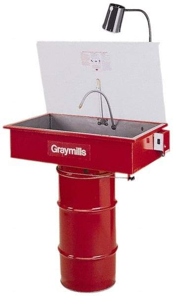 Graymills - Drum Mount Solvent-Based Parts Washer - 20 Gal Max Operating Capacity, Steel Tank, 67-1/8" High x 36" Long x 20" Wide, 115 Input Volts - Americas Industrial Supply