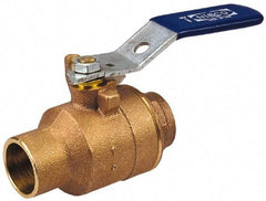 NIBCO - 1-1/2" Pipe, Full Port, Bronze Oxygen Service Ball Valve - 2 Piece, Inline - One Way Flow, Soldered x Soldered Ends, Lever Handle, 600 WOG, 150 WSP - Americas Industrial Supply