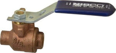 NIBCO - 3/8" Pipe, Full Port, Bronze Standard Ball Valve - 2 Piece, Inline - One Way Flow, Soldered x Soldered Ends, Lever Handle, 600 WOG, 150 WSP - Americas Industrial Supply