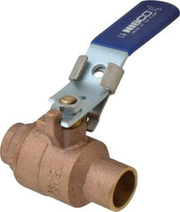 NIBCO - 3/4" Pipe, Full Port, Bronze Standard Ball Valve - 2 Piece, Inline - One Way Flow, Soldered x Soldered Ends, Locking Lever Handle, 600 WOG, 150 WSP - Americas Industrial Supply