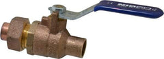 NIBCO - 1/2" Pipe, Full Port, Bronze Single Union Ends Ball Valve - 2 Piece, Inline - One Way Flow, Soldered x Soldered Ends, Lever Handle, 600 WOG, 150 WSP - Americas Industrial Supply
