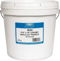 Raytech - Ceramic Carrier, Aluminum Oxide Abrasive, Polishing Tumbling Media - Polyhedron Shape, Wet Operation, 3/8" Long x 1/2" High - Americas Industrial Supply