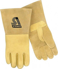 Steiner - Size XL Unlined Pigskin Welding Glove - 13-1/2" OAL, Gauntlet Cuff, Thumb Strap, For MIG - Americas Industrial Supply