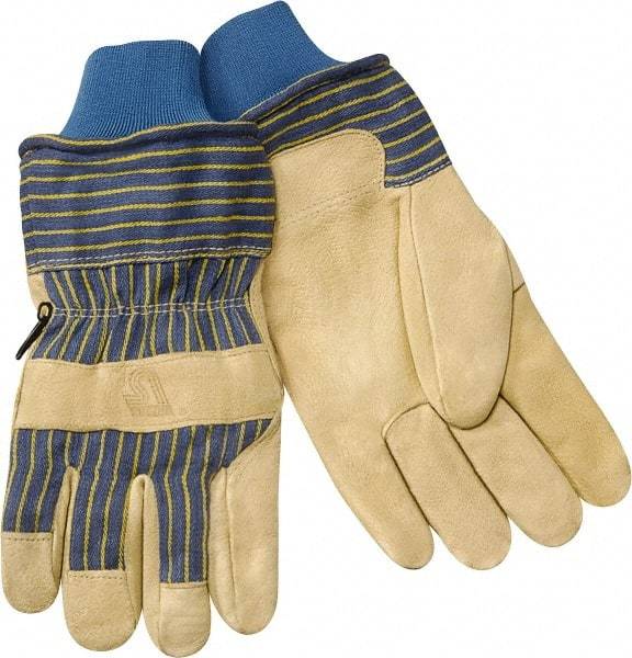 Steiner - Size XL (10) Grain Pigskin Cold Protection Work Gloves - For General Purpose, Uncoated, Safety Cuff, Full Fingered, Tan/Blue/Yellow, Paired - Americas Industrial Supply