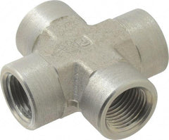 Parker - 1/2 Female Thread, Zinc Plated Steel Industrial Pipe Female Cross - FNPTF, 3,000 psi - Americas Industrial Supply