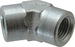Parker - 1/4 Female Thread, Zinc Plated Steel Industrial Pipe 45° Female Elbow - FNPTF, 5,000 psi - Americas Industrial Supply