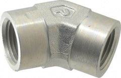 Parker - 3/8 Female Thread, Zinc Plated Steel Industrial Pipe 45° Female Elbow - FNPTF, 4,500 psi - Americas Industrial Supply