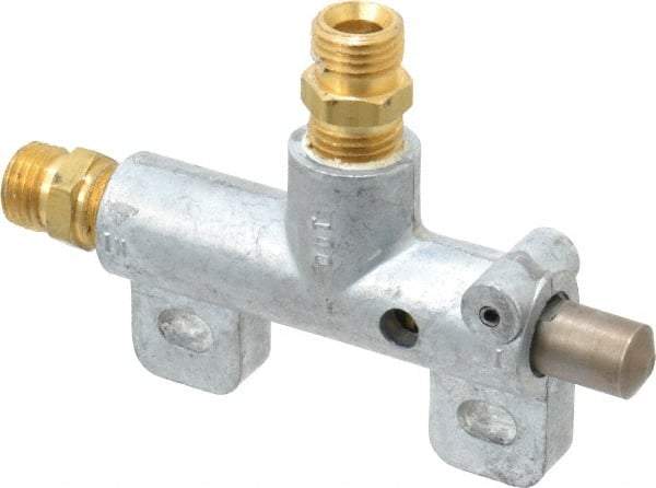Heinrich - 1/4" NPS Three Way Air Valve - 1/4" NPT Inlet, 0.25" NPT Outlet, Plunger Button/Spring Acuator - Americas Industrial Supply