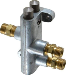 Heinrich - 1/4" NPS Four Way Valve Air Valve - 1/4" NPT Inlet, 0.25" NPT Outlet, Plunger Button/Spring Acuator - Americas Industrial Supply