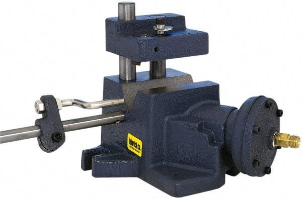Heinrich - 1-1/2 to 2-1/2" Vee Capacity, Manual Cross Hole Jig - 13-1/4" Long x 9-1/8" Wide x 8-5/8" High, 5/16, 1/2, 3/4, 1 & 1-3/8" ID of Furnished Liners - Americas Industrial Supply