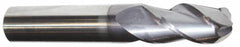 Accupro - 9/16" Diam, 2" LOC, 3 Flute Solid Carbide Ball End Mill - AlTiN Finish, Single End, 6" OAL, 9/16" Shank Diam, Spiral Flute - Americas Industrial Supply