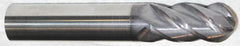 Accupro - 5/8" Diam, 3" LOC, 4 Flute Solid Carbide Ball End Mill - AlTiN Finish, Single End, 6" OAL, 5/8" Shank Diam, Spiral Flute - Americas Industrial Supply