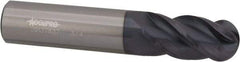 Accupro - 1/4" Diam, 1-1/2" LOC, 4 Flute Solid Carbide Ball End Mill - nACRo Finish, Single End, 4" OAL, 1/4" Shank Diam, Spiral Flute - Americas Industrial Supply