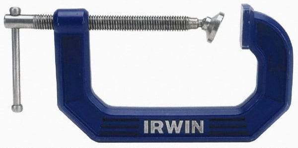 Irwin - Regular-Duty 5" Max Opening, 3-1/4" Throat Depth, Cast Iron Standard C-Clamp - 1,500 Lb Capacity, 0" Min Opening, Standard Throat Depth - Americas Industrial Supply