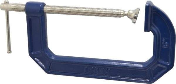 Irwin - Regular-Duty 6" Max Opening, 3-1/2" Throat Depth, Cast Iron Standard C-Clamp - 1,500 Lb Capacity, 0" Min Opening, Standard Throat Depth - Americas Industrial Supply