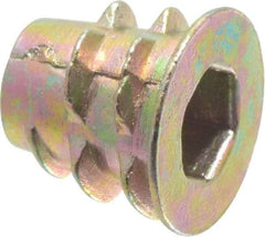 E-Z LOK - #10-24, Zinc Alloy Flanged Hex Drive Insert - 9/32" Drill, 0.2756" Hole Diam, 0.3937" Long, 3/8" Min Grip, M5 Hex - Americas Industrial Supply