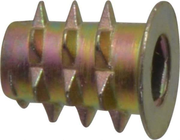 E-Z LOK - #10-32, Zinc Alloy Flanged Hex Drive Insert - 9/32" Drill, 0.2756" Hole Diam, 0.512" Long, 1/2" Min Grip, M5 Hex - Americas Industrial Supply