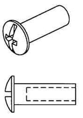 Made in USA - #10-24 Thread Barrel, Slotted/Phillips Drive, Stainless Steel Sex Bolt & Binding Post - 2" Long Barrel, Grade 18-8 - Americas Industrial Supply
