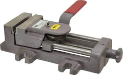 Heinrich - 4" Jaw Opening Capacity x 1-3/8" Throat Depth, Horizontal Drill Press Vise - 4" Wide x 1-3/8" High Jaw, Stationary Base, Standard Speed, 11-3/4" OAL - Americas Industrial Supply