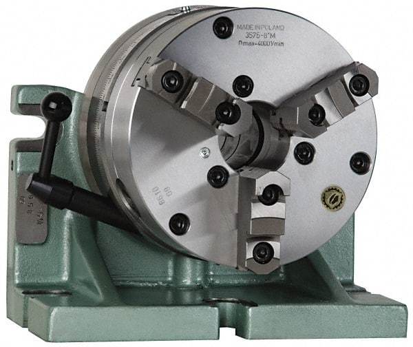 Bison - 360 Position, 12-1/2" Chuck, Super Indexing Spacer - 9.84" High Centerline, 1-1/2" Spacer Through Hole, 4.055" Chuck Through Hole, 21.85" OAL, 12.24" Overall Height - Americas Industrial Supply