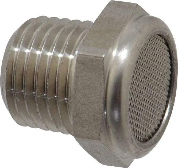 Legris - 1/4 Male NPT, 17mm Hex, Exhaust Muffler - 175 Max psi, 108 Decibel Rating, Stainless Steel - Americas Industrial Supply