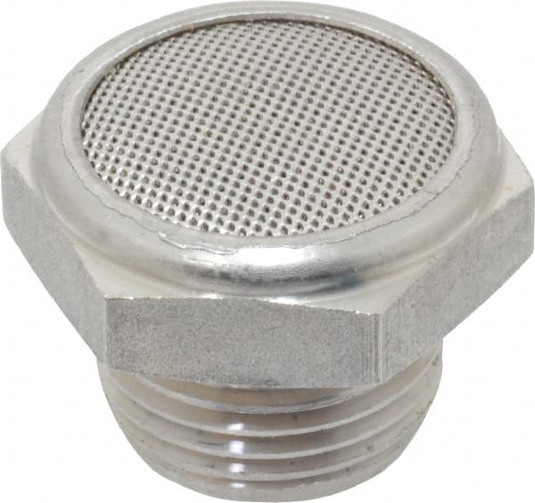 Legris - 3/8 Male NPT, 22mm Hex, Exhaust Muffler - 175 Max psi, 108 Decibel Rating, Stainless Steel - Americas Industrial Supply