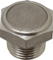 Legris - 1/2 Male NPT, 27mm Hex, Exhaust Muffler - 175 Max psi, 108 Decibel Rating, Stainless Steel - Americas Industrial Supply
