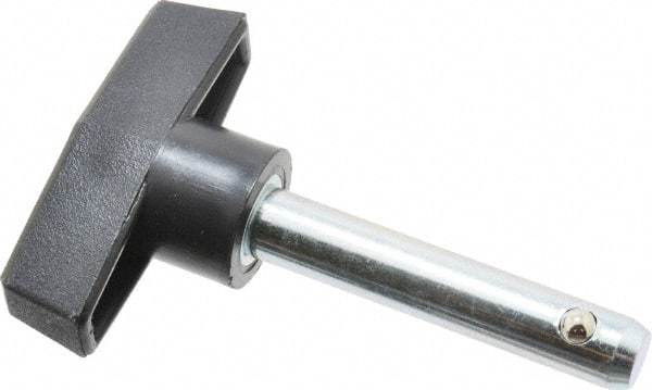 Value Collection - 3/8" Diam, 2" Usable Length, T Handle, Quick Release Pin - 2-7/8" OAL, Grade C1010/C1022 Steel, Zinc-Plated Finish - Americas Industrial Supply