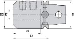 Kennametal - KM63UT Modular Connection 16mm Hole End Mill Holder/Adapter - 48mm Nose Diam, 60mm Projection, Through-Spindle Coolant - Exact Industrial Supply