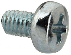Value Collection - M2.5x0.45, 4mm Length Under Head Phillips Drive Machine Screw - Pan Head, Grade 4.8 Steel, Zinc-Plated Finish, Without Washer - Americas Industrial Supply