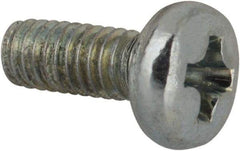 Value Collection - M2.5x0.45, 6mm Length Under Head Phillips Drive Machine Screw - Pan Head, Grade 4.8 Steel, Zinc-Plated Finish, Without Washer - Americas Industrial Supply