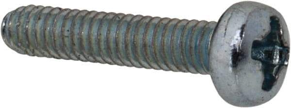 Value Collection - M2x0.40, 10mm Length Under Head Phillips Drive Machine Screw - Pan Head, Grade 4.8 Steel, Zinc-Plated Finish, Without Washer - Americas Industrial Supply
