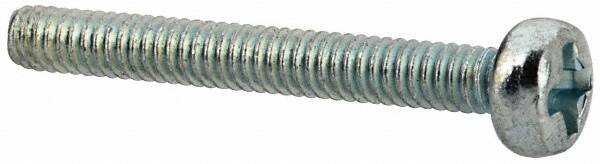 Value Collection - M2x0.40, 16mm Length Under Head Phillips Drive Machine Screw - Pan Head, Grade 4.8 Steel, Zinc-Plated Finish, Without Washer - Americas Industrial Supply