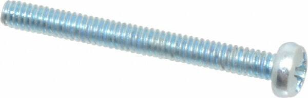 Value Collection - M2x0.40, 20mm Length Under Head Phillips Drive Machine Screw - Pan Head, Grade 4.8 Steel, Zinc-Plated Finish, Without Washer - Americas Industrial Supply