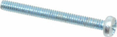 Value Collection - M2x0.40, 20mm Length Under Head Phillips Drive Machine Screw - Pan Head, Grade 4.8 Steel, Zinc-Plated Finish, Without Washer - Americas Industrial Supply