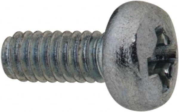 Value Collection - M2x0.40, 5mm Length Under Head Phillips Drive Machine Screw - Pan Head, Grade 4.8 Steel, Zinc-Plated Finish, Without Washer - Americas Industrial Supply