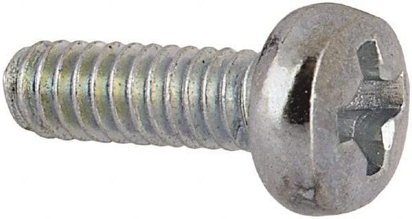 Value Collection - M2x0.40, 6mm Length Under Head Phillips Drive Machine Screw - Pan Head, Grade 4.8 Steel, Zinc-Plated Finish, Without Washer - Americas Industrial Supply