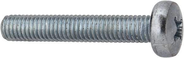 Value Collection - M5x0.80, 30mm Length Under Head Phillips Drive Machine Screw - Pan Head, Grade 4.8 Steel, Zinc-Plated Finish, Without Washer - Americas Industrial Supply