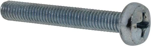 Value Collection - M5x0.80, 35mm Length Under Head Phillips Drive Machine Screw - Pan Head, Grade 4.8 Steel, Zinc-Plated Finish, Without Washer - Americas Industrial Supply