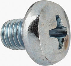 Value Collection - M5x0.80, 6mm Length Under Head Phillips Drive Machine Screw - Pan Head, Grade 4.8 Steel, Zinc-Plated Finish, Without Washer - Americas Industrial Supply