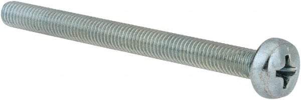 Value Collection - M5x0.80, 60mm Length Under Head Phillips Drive Machine Screw - Pan Head, Grade 4.8 Steel, Zinc-Plated Finish, Without Washer - Americas Industrial Supply