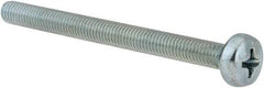 Value Collection - M5x0.80, 60mm Length Under Head Phillips Drive Machine Screw - Pan Head, Grade 4.8 Steel, Zinc-Plated Finish, Without Washer - Americas Industrial Supply