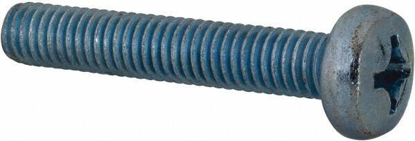 Value Collection - M6x1.00, 35mm Length Under Head Phillips Drive Machine Screw - Pan Head, Grade 4.8 Steel, Zinc-Plated Finish, Without Washer - Americas Industrial Supply
