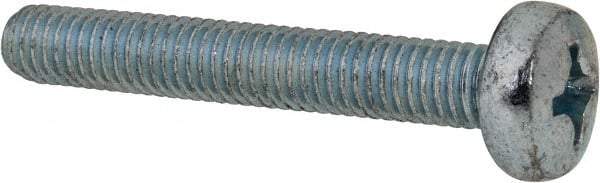 Value Collection - M6x1.00, 40mm Length Under Head Phillips Drive Machine Screw - Pan Head, Grade 4.8 Steel, Zinc-Plated Finish, Without Washer - Americas Industrial Supply