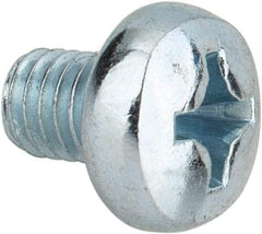 Value Collection - M6x1.00, 8mm Length Under Head Phillips Drive Machine Screw - Pan Head, Grade 4.8 Steel, Zinc-Plated Finish, Without Washer - Americas Industrial Supply