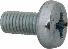 Value Collection - M8x1.25, 16mm Length Under Head Phillips Drive Machine Screw - Pan Head, Grade 4.8 Steel, Zinc-Plated Finish, Without Washer - Americas Industrial Supply