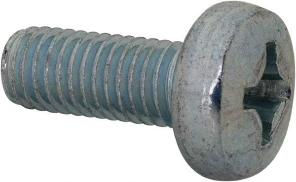 Value Collection - M8x1.25, 20mm Length Under Head Phillips Drive Machine Screw - Pan Head, Grade 4.8 Steel, Zinc-Plated Finish, Without Washer - Americas Industrial Supply