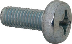Value Collection - M8x1.25, 20mm Length Under Head Phillips Drive Machine Screw - Pan Head, Grade 4.8 Steel, Zinc-Plated Finish, Without Washer - Americas Industrial Supply