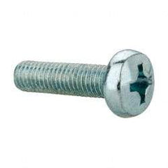 Value Collection - M8x1.25, 30mm Length Under Head Phillips Drive Machine Screw - Pan Head, Grade 4.8 Steel, Zinc-Plated Finish, Without Washer - Americas Industrial Supply
