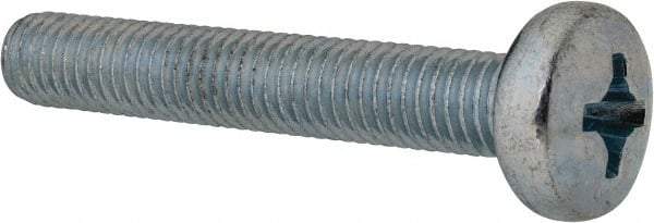 Value Collection - M8x1.25, 50mm Length Under Head Phillips Drive Machine Screw - Pan Head, Grade 4.8 Steel, Zinc-Plated Finish, Without Washer - Americas Industrial Supply